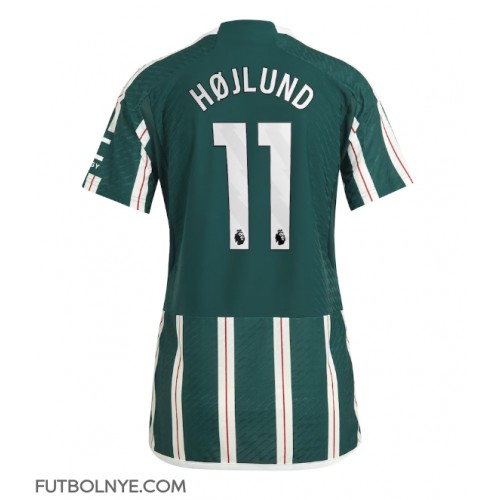 Camiseta Manchester United Rasmus Hojlund #11 Visitante Equipación para mujer 2023-24 manga corta